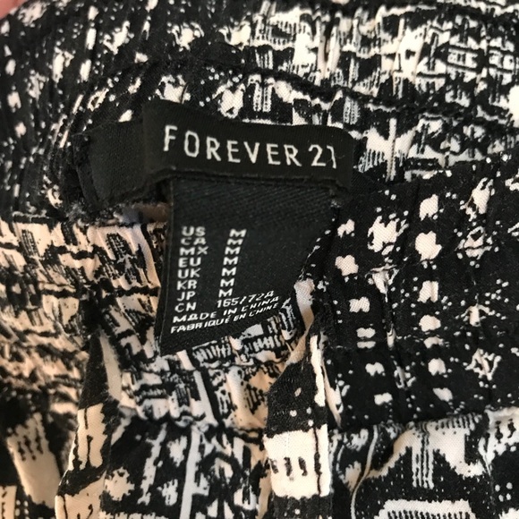 Forever 21 Black White Pattern Harem Tie Pants M - Picture 2 of 14